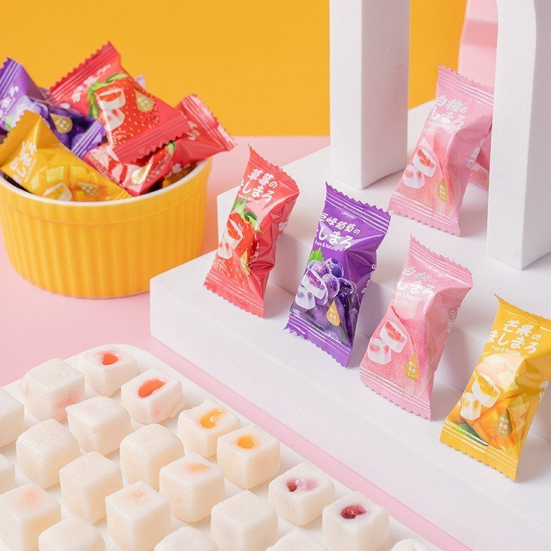Combo 1000g kẹo dẻo soài/ dâu tây Khối bánh mềm bọc đường chua ngọt cực kỳ ngon