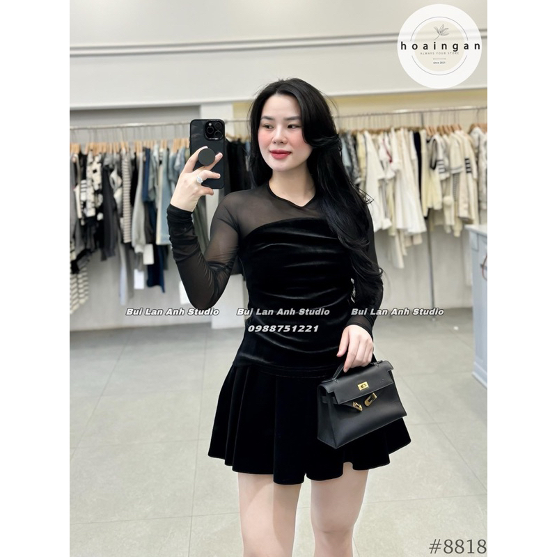 CHÂN VÁY NHUNG XOÈ DÁNG MINI CẠP BÓNG HÀNG QC MS17268