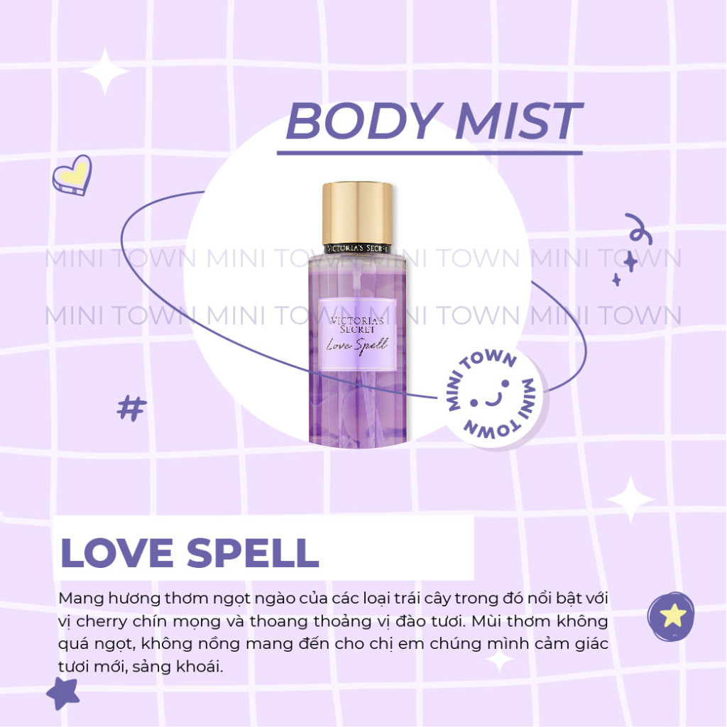 LOVE SPELL SHIMMER - Xịt Thơm Lưu Hương Toàn Thân Victoria's Secret Fragrance Mist
