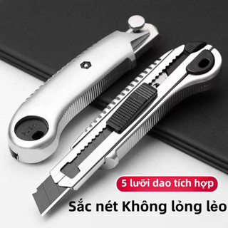  Dao Rọc giấy lớn Kim loại Nhật 18mm,Kèm theo lưỡi dao rọc giấy 5 cái SK5 siêu sắc 