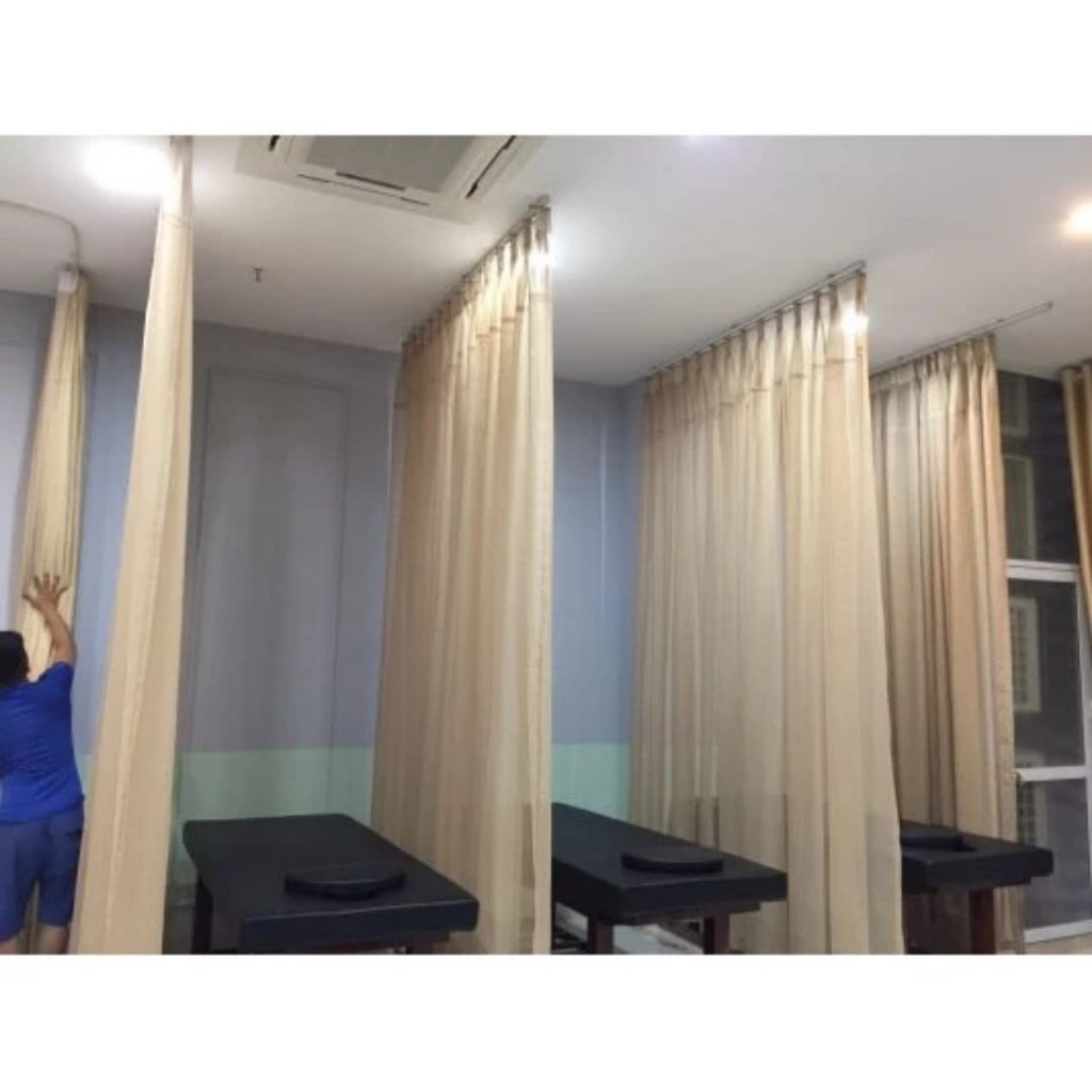 Rèm Spa ngăn giường giá rẻ , Rèm voan màu vàng tươi sáng, Rèm trang trí Spa nhiều kích thước