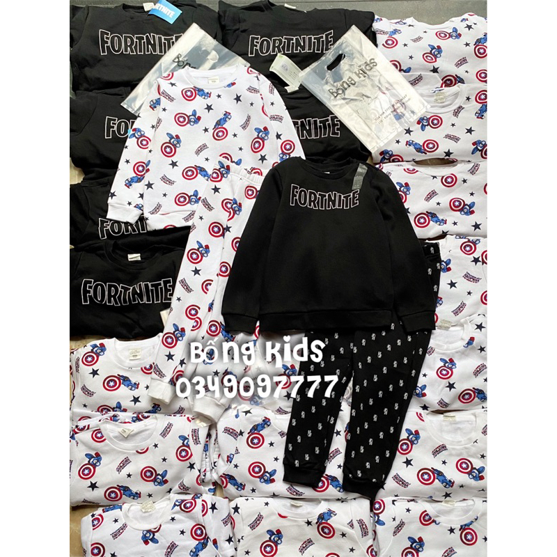 Bộ Nỉ Bé Trai In Hình Delta