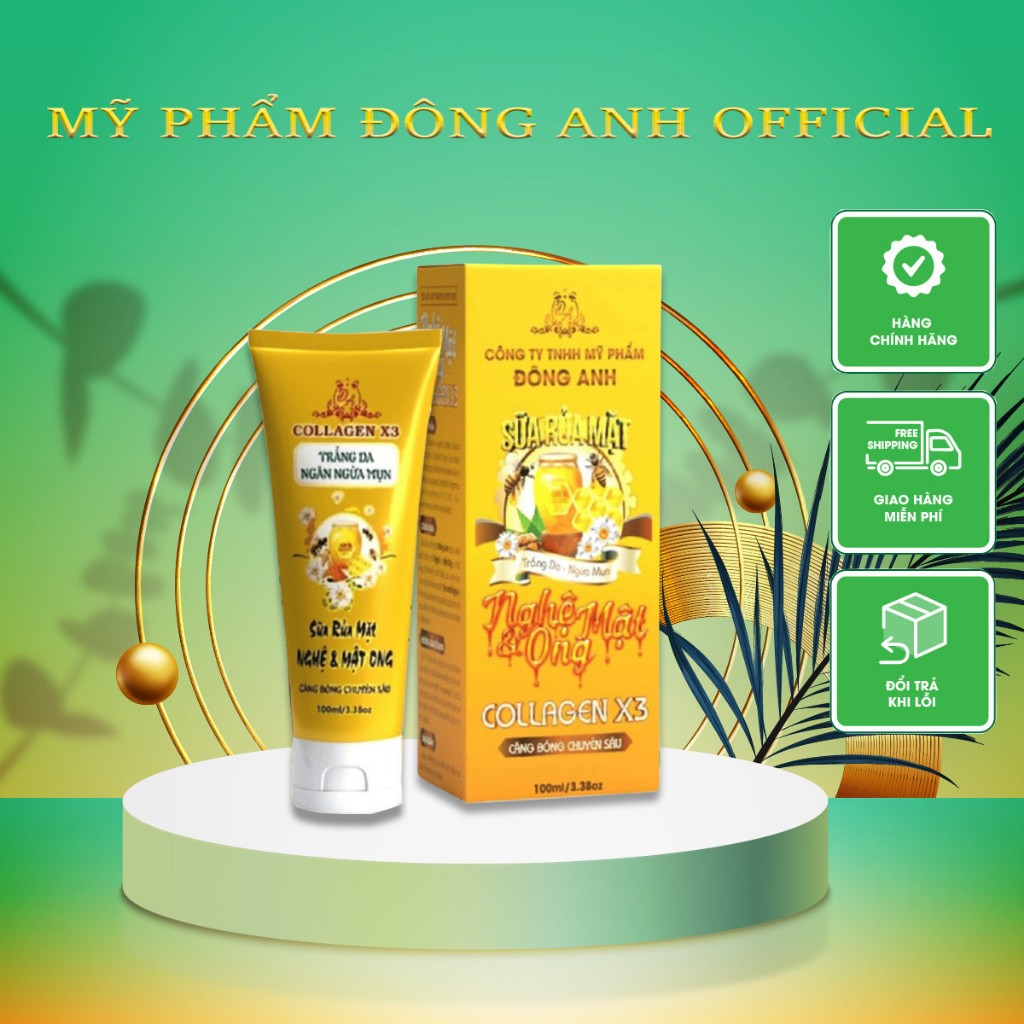 Sữa Rửa Mặt Nghệ Mật Ong Collagen X3 Đông Anh 100ml [Hàng Công Ty] Ngừa Mụn - Se Khít Lỗ Chân Lông - Sạch Da | BigBuy360 - bigbuy360.vn