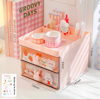 Hộp nhựa để bàn đựng bút đa năng sức chứa lớn tặng kèm sticker siêu dễ thương