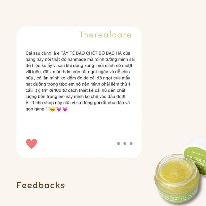 TẨY TẾ BÀO CHẾT MÔI BƠ ĐƯỜNG XAY🥑BUTTER MINT LIPSCRUB🥑 |FREESHIP|