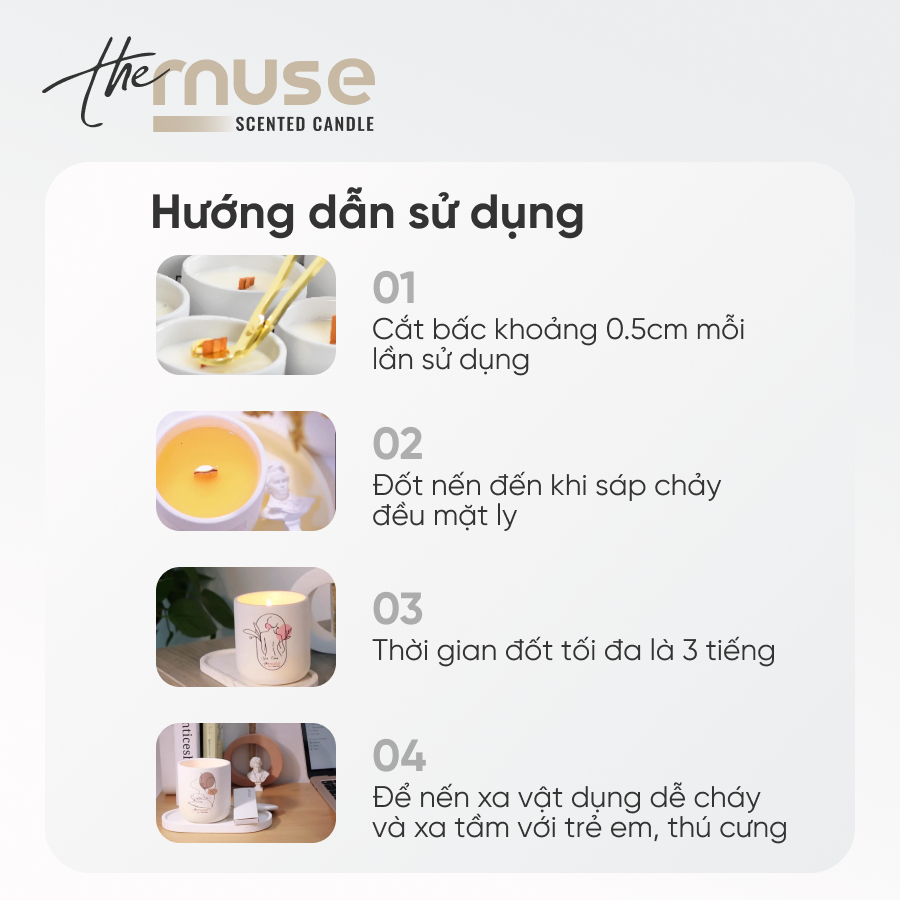 Nến thơm thủ công Hidden Valley The Muse cao cấp - Mã MUSE003 - Hương ngọt mát cây cỏ - 80g/200g/Set quà