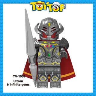 Đồ chơi lắp ráp mini ghép Ultron phiên bản lên giáp 6 đá vô cực trong Marvel What If xếp hình TV-1001