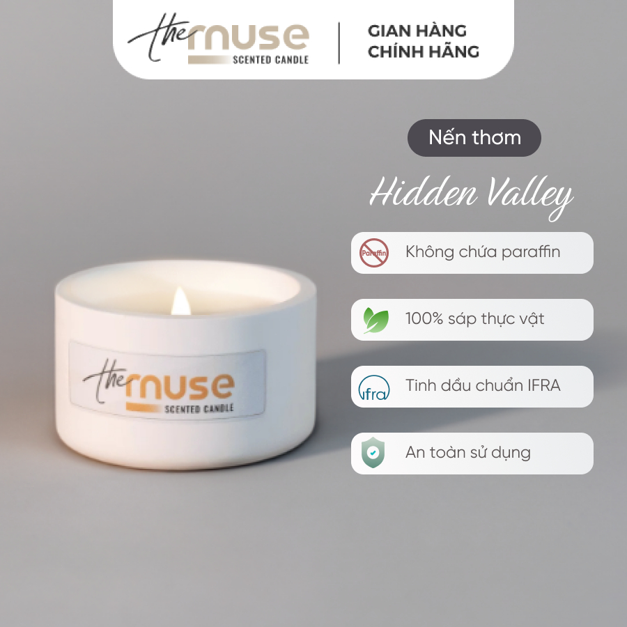 Nến thơm thủ công Hidden Valley The Muse cao cấp - Mã MUSE003 - Hương ngọt mát cây cỏ - 80g/200g/Set quà