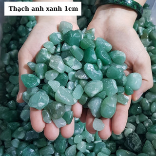 1kg"đá thạch anh xanh vụn bóng - kích thước trung bình 1cm | phong thủy, trang trí, sưu tầm"