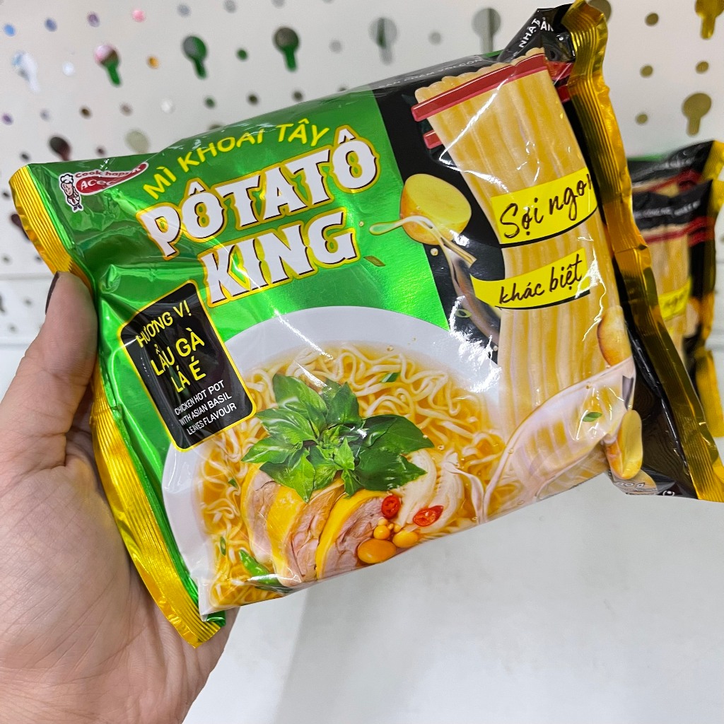 Combo 5 gói mì khoai tây, mì tôm Pôtatoo King vị lẩu gà lá é đặc sản Đà Lạt, hương vị độc đáo gói 85g