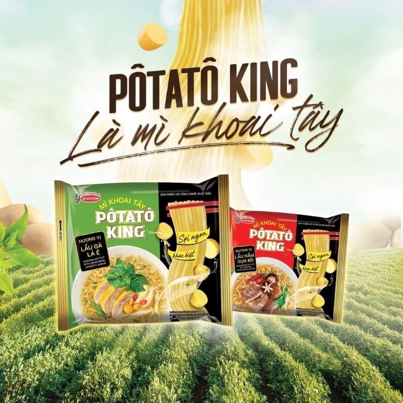 Combo 5 gói mì khoai tây, mì tôm Pôtatoo King vị lẩu gà lá é đặc sản Đà Lạt, hương vị độc đáo gói 85g
