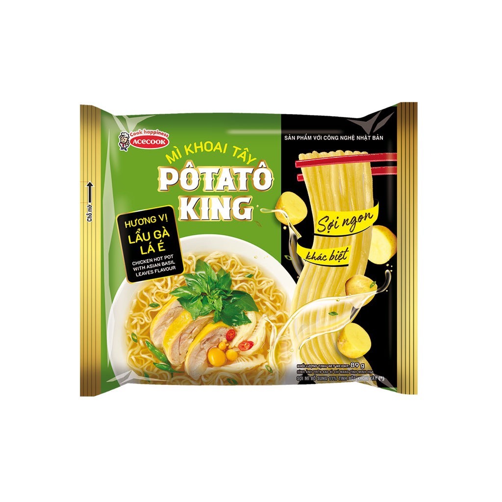 Combo 5 gói mì khoai tây, mì tôm Pôtatoo King vị lẩu gà lá é đặc sản Đà Lạt, hương vị độc đáo gói 85g