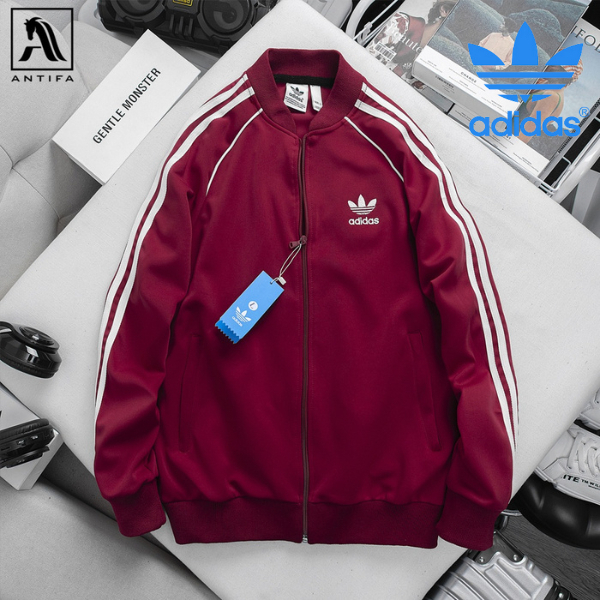 Áo Khoác Bomber Adidas 2 Lớp Thể Thao Nam Vải Thun Nỉ Dày Co Giãn Áo Khoác 3 Sọc kẻ Trắng
