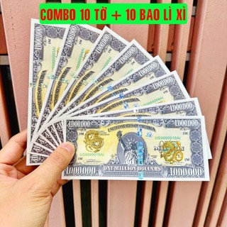 Combo 10 tờ tiền 1 triệu đô rồng vàng - usd kỉ niệm lưu niệm, có bảo an lì xì tết giáp thìn
