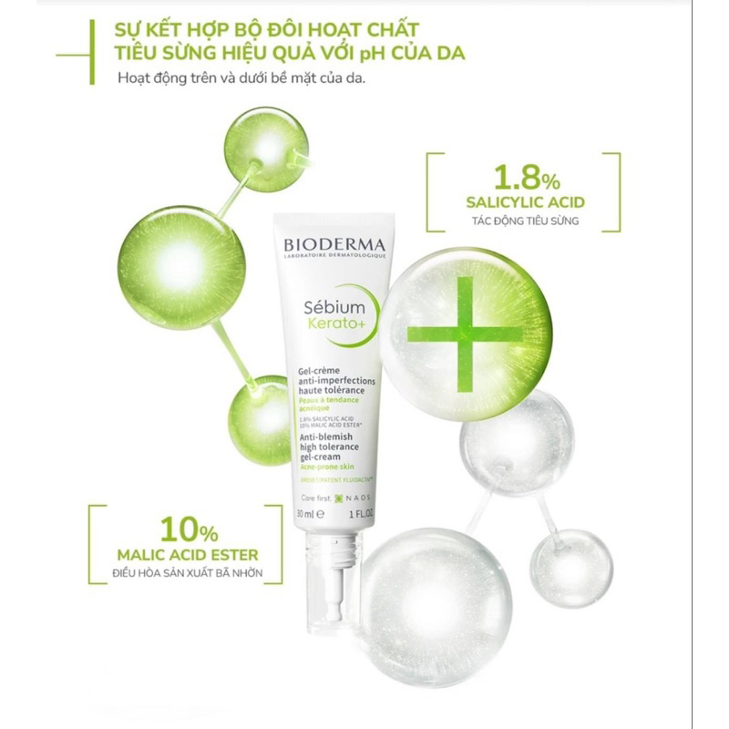 Kem dưỡng Bioderma Kerato+ kiềm dầu ,giảm mụn ẩn ,mụn viê m Dr Linh Hà