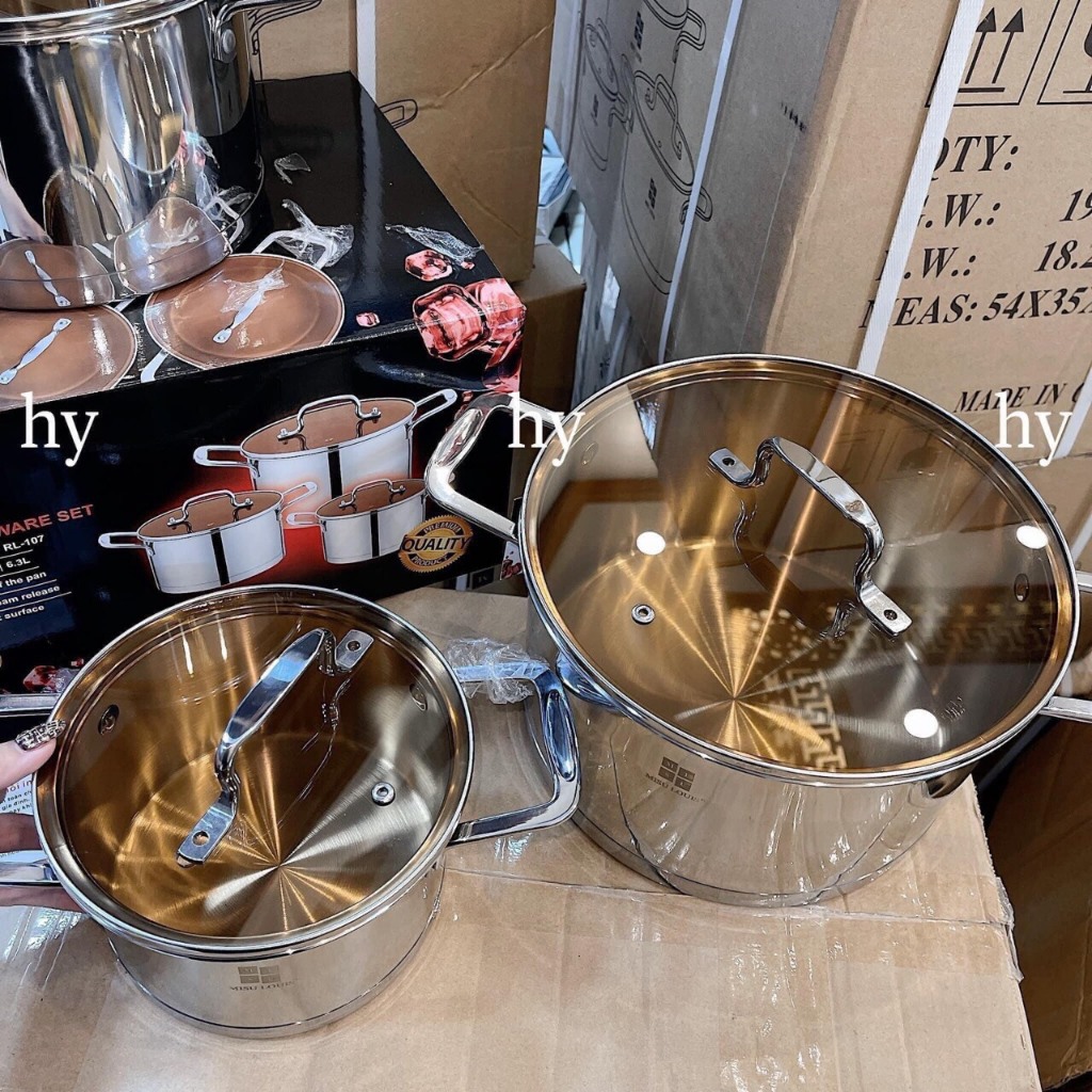 Bộ Nồi 3 Món Inox Cao Cấp Đức made in Germany, Liền Nguyên Khối 3 Đáy, Sử Dụng Mọi Loại Bếp