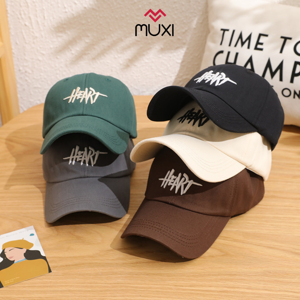 Mũ lưỡi trai nón kết nam nữ unisex thêu chữ Heart vải cotton dày dặn phong cách Ulzzang nhiều màu