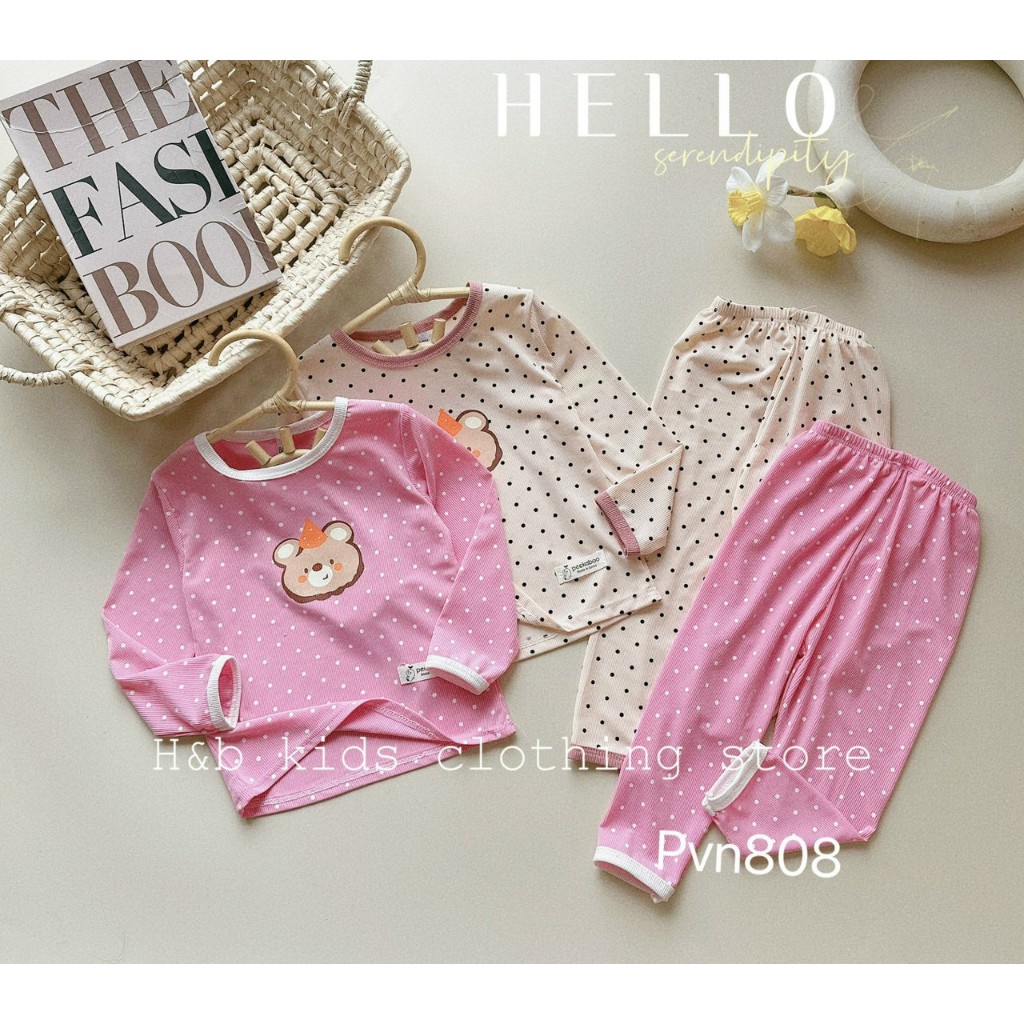 Bộ Quần Áo Thu Đông, Mặc Điều Hòa, chất thun tăm mềm mịn, co giãn cho bé gái BD84