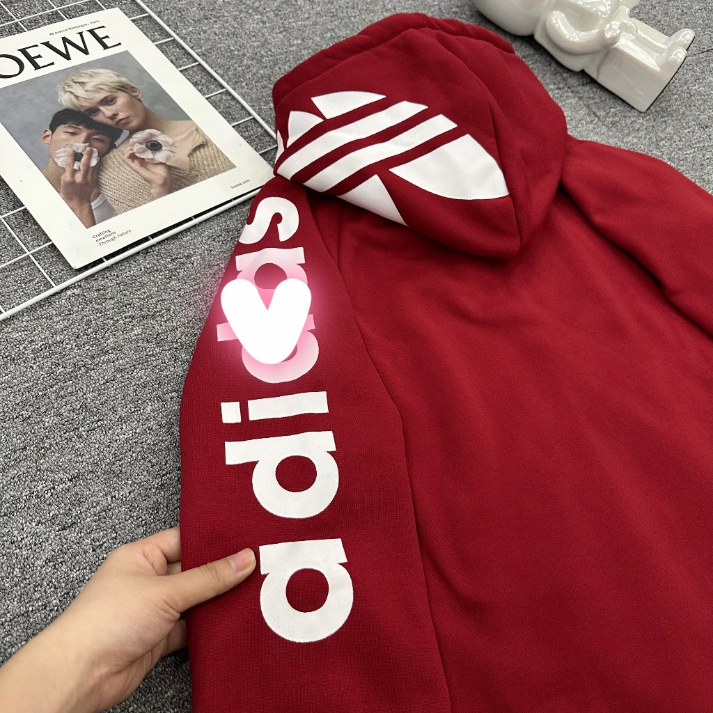 Áo Khoác Nam Nỉ Hoodie Zip A Đi Đát Thêu Logo Viền Tay Siêu Đẹp - Áo Khoác Nam Nữ Nỉ Hoodie Zip A Đi Đát Cao Cấp