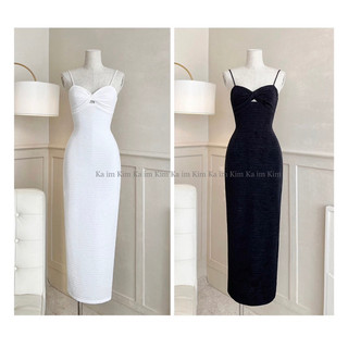 [Ka im Kim] Đầm Body 2D Xoắn Ngực Cutout (có dây kéo)