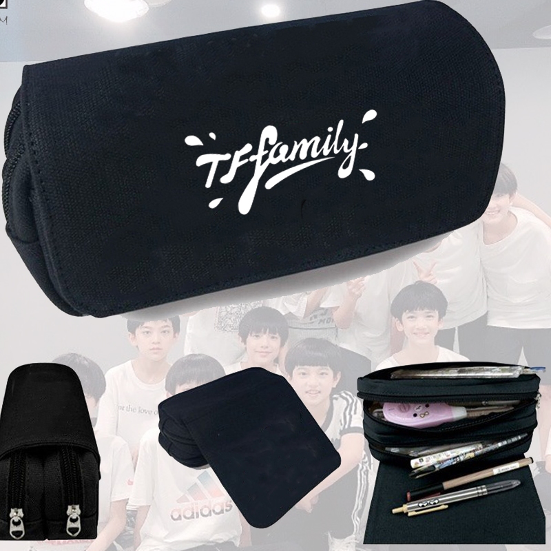 (TẶNG HỘP BÚT HOLOGRAM) Hộp bút vải canvas khóa trắng TF GIA TỘC ver CHỮ thần tượng cpop