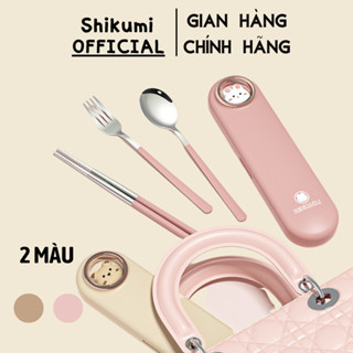 Bộ thìa đũa cá nhân cute SHIKUMI set muỗng đũa dĩa inox 304 mini văn phòng con thỏ gấu dễ thương kèm hộp có nắp LOMSEN