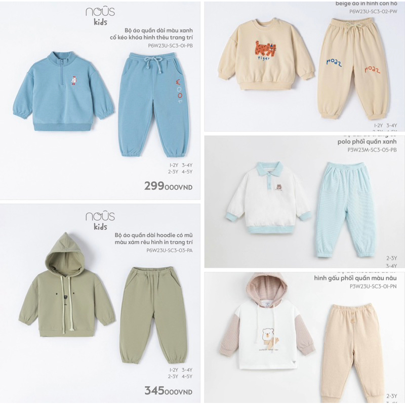[Thu đông] Bộ Nous Kid dài tay, hoodie cao cấp cho trẻ em, bé trai, bé gái