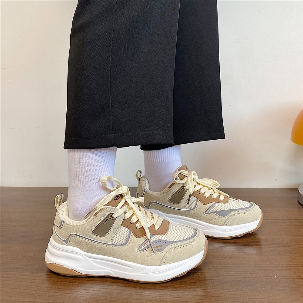 Giày Nữ Đế Cao Sneaker Nâng Đế Giày Thể Thao Viền Số