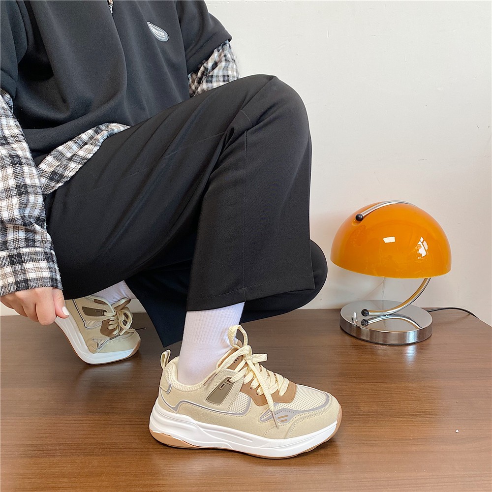 Giày Nữ Đế Cao Sneaker Nâng Đế Giày Thể Thao Viền Số