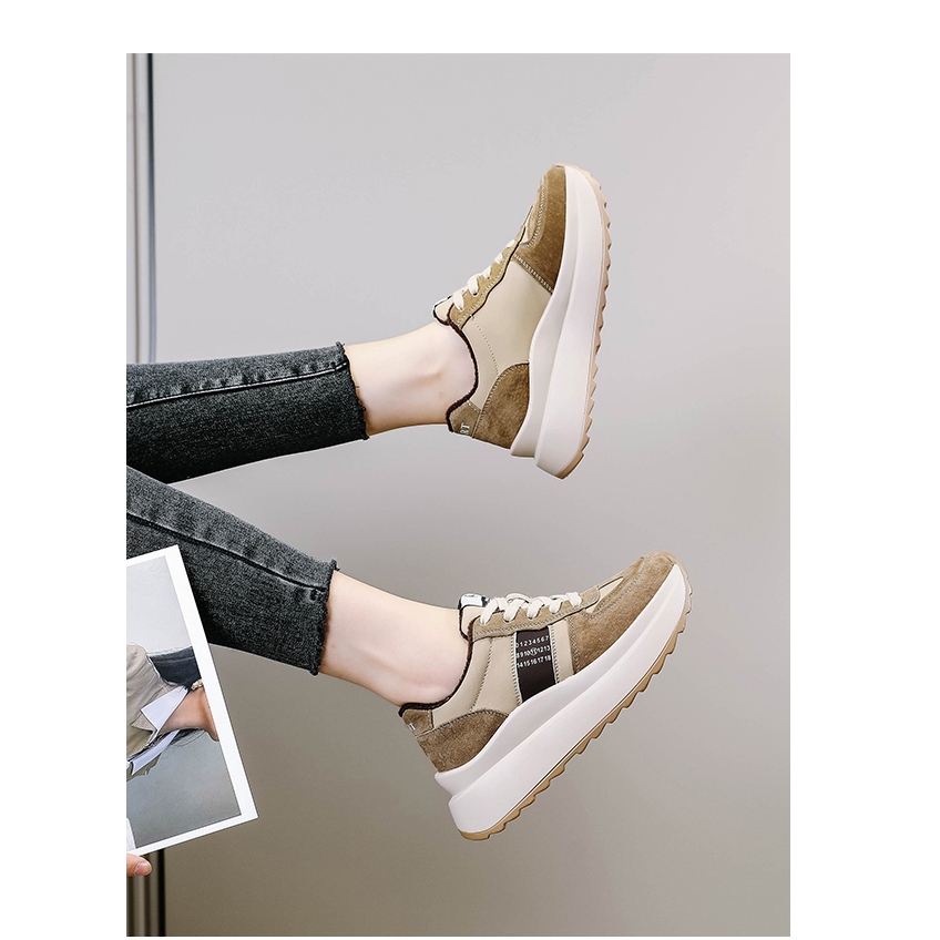 Giày Nữ Đế Cao Sneaker Nâng Đế Giày Thể Thao Viền Số