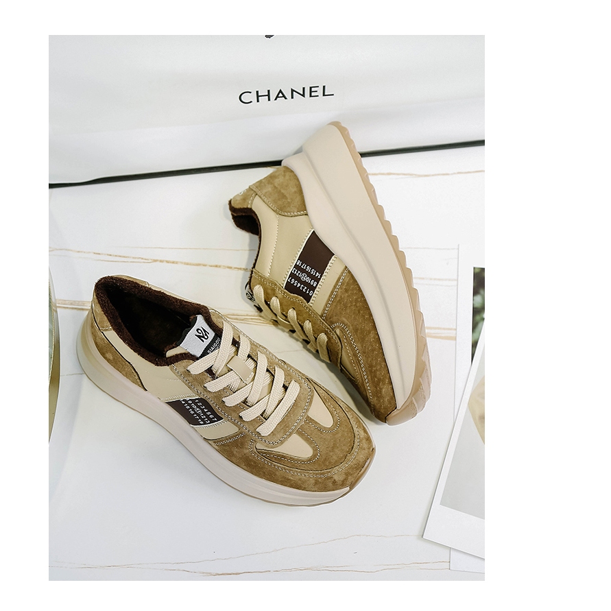 Giày Nữ Đế Cao Sneaker Nâng Đế Giày Thể Thao Viền Số