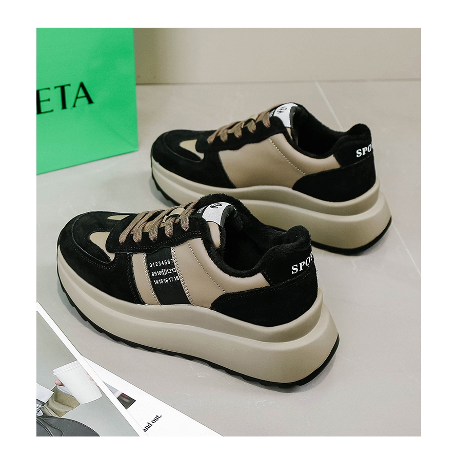 Giày Nữ Đế Cao Sneaker Nâng Đế Giày Thể Thao Viền Số