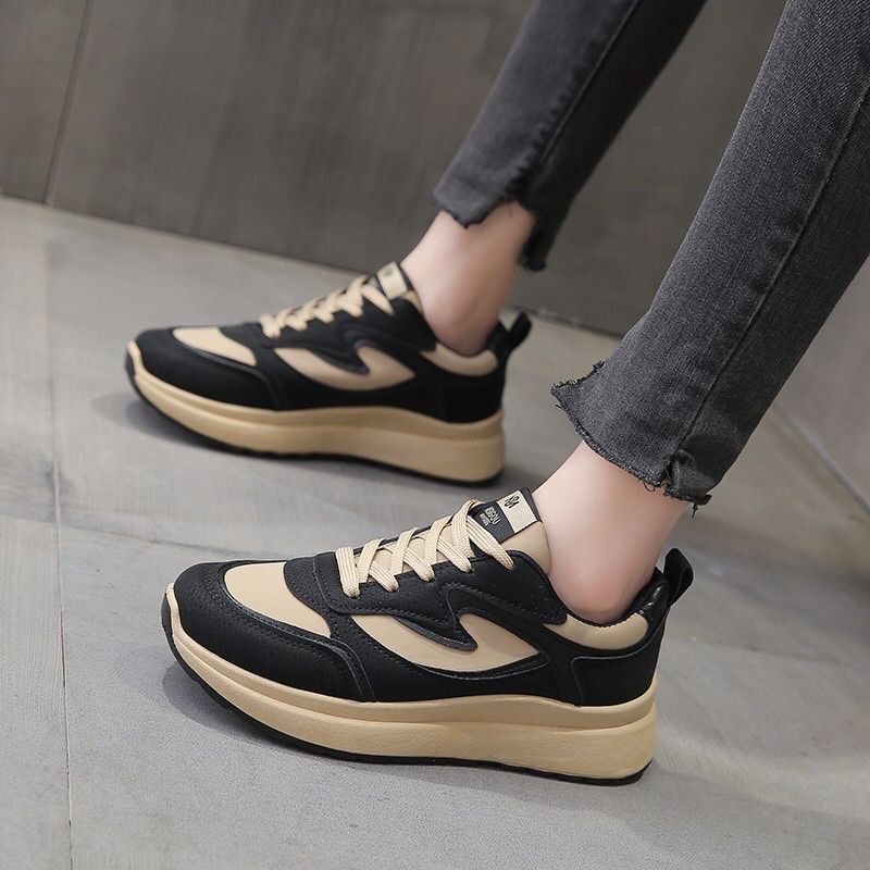 Giày Nữ Đế Cao Sneaker Nâng Đế Giày Thể Thao Viền Số