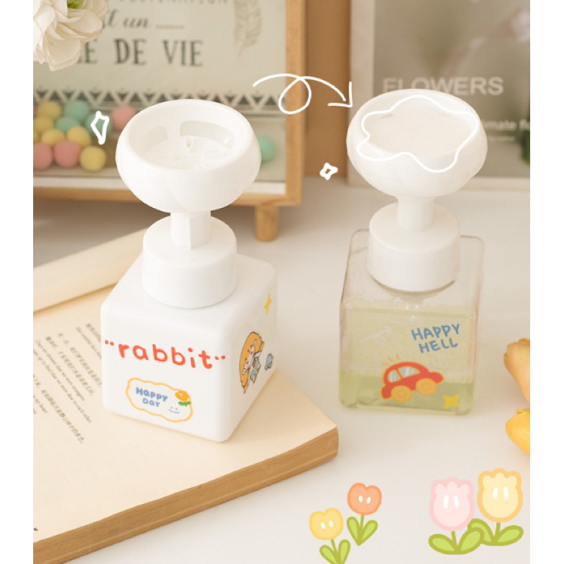 Bình đựng xà phòng / nước rửa chén / sữa rửa mặt / sữ tắm tự tạo bọt hình hoa xinh xắn tiện dụng dung tích 250ml
