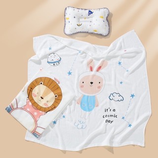 Khăn tắm lụa sợi tre in hình cho bé mềm mịn thoáng khí 110cm x 110cm - Chăn hè 2 lớp cho bé