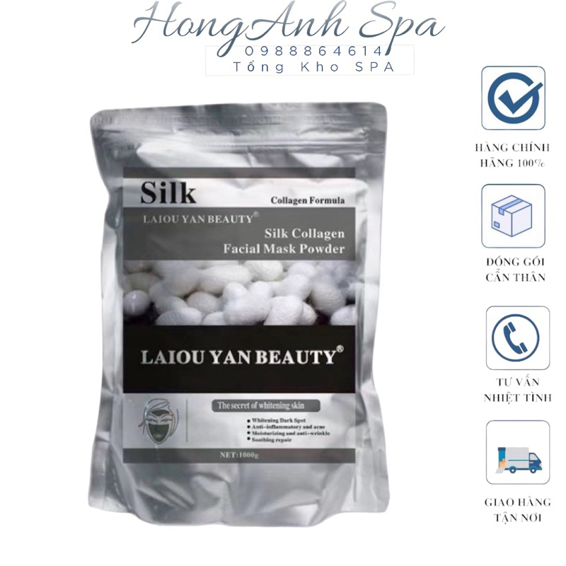 1KG Bột Mặt nạ dưỡng ẩm bằng kén tằm Mặt nạ làm trắng dưỡng ẩm Mặt nạ Silk collagen