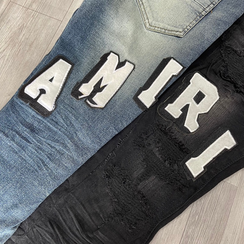 Quần jean amiri chũe đùi thêu,quần bò amiri 4 Cúc Bản Cao Cấp Fom Dáng Slimfit Ống Côn Chân