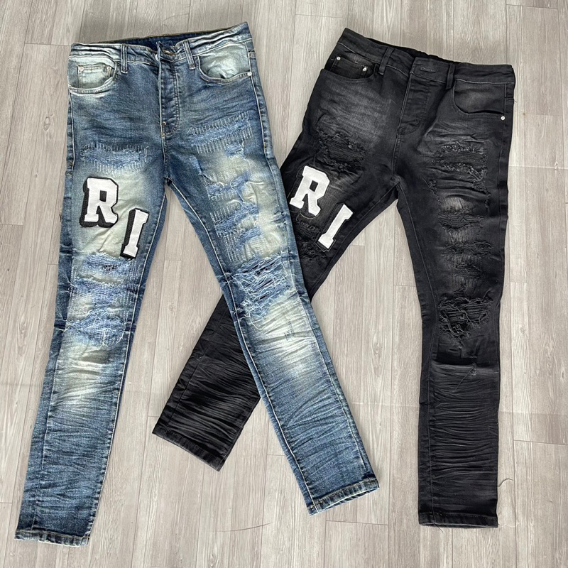 Quần jean amiri chũe đùi thêu,quần bò amiri 4 Cúc Bản Cao Cấp Fom Dáng Slimfit Ống Côn Chân