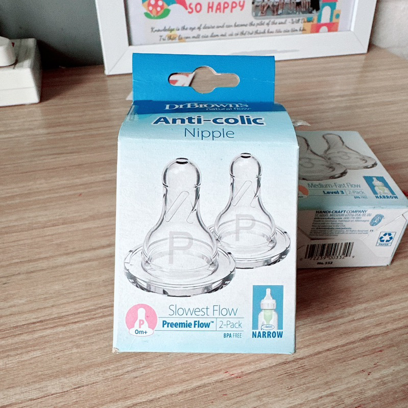 Núm ty Dr brown's số 1 2 3 4 YCut Cổ hẹp