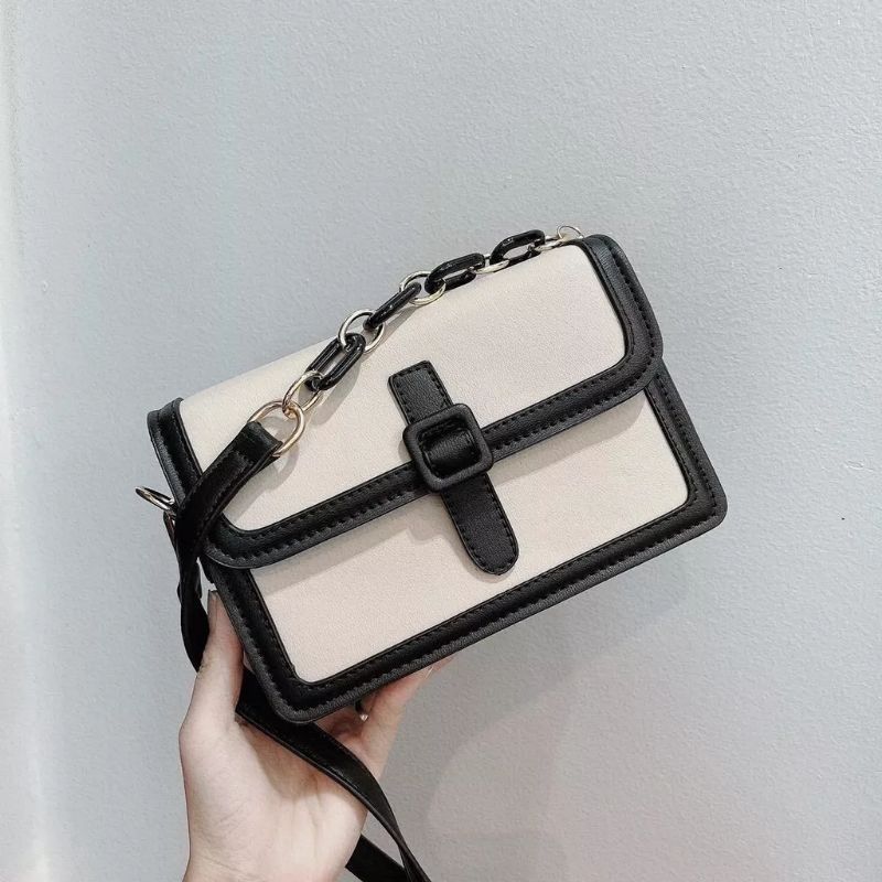 Túi vai đeo chéo nữ VIỀN DA nâu đen