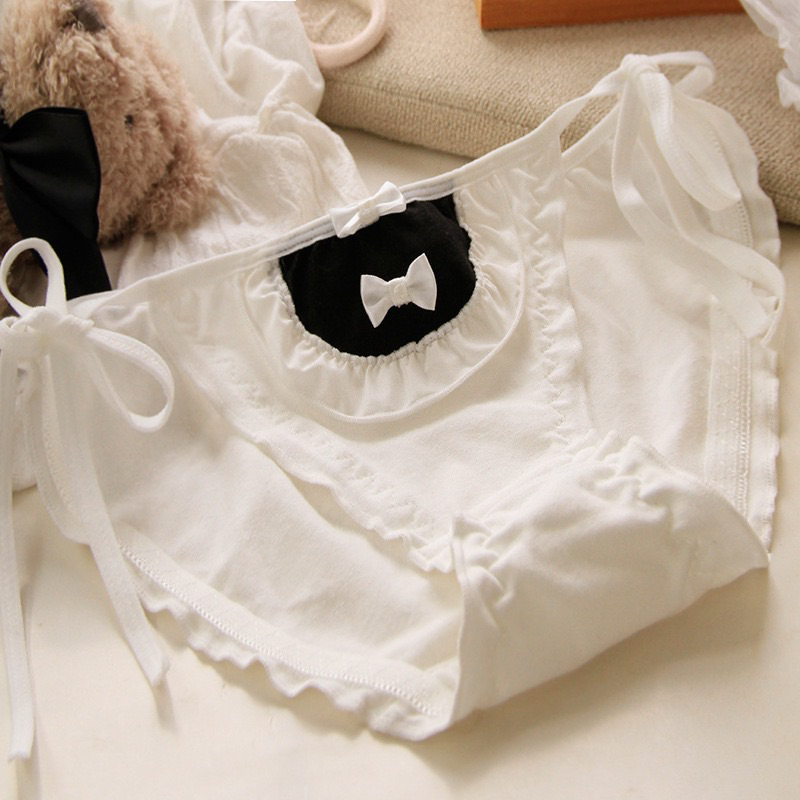 Quần lót cotton đính nơ dễ thương cột dây hai bên cho nữ M022