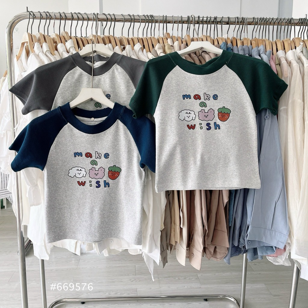 Áo croptop thun gân in make a wish 669576