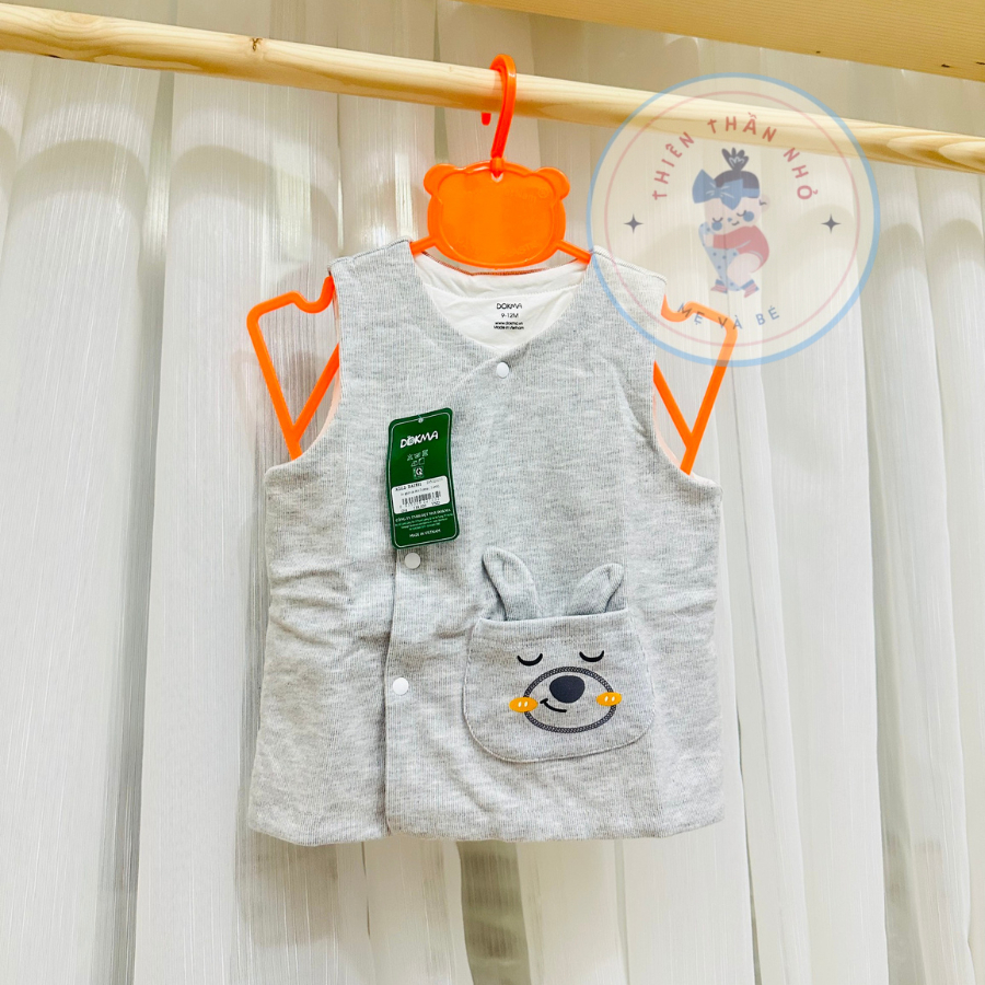 Áo gile Dokma nỉ dày cài chéo cho bé trai bé gái sz 3-18m