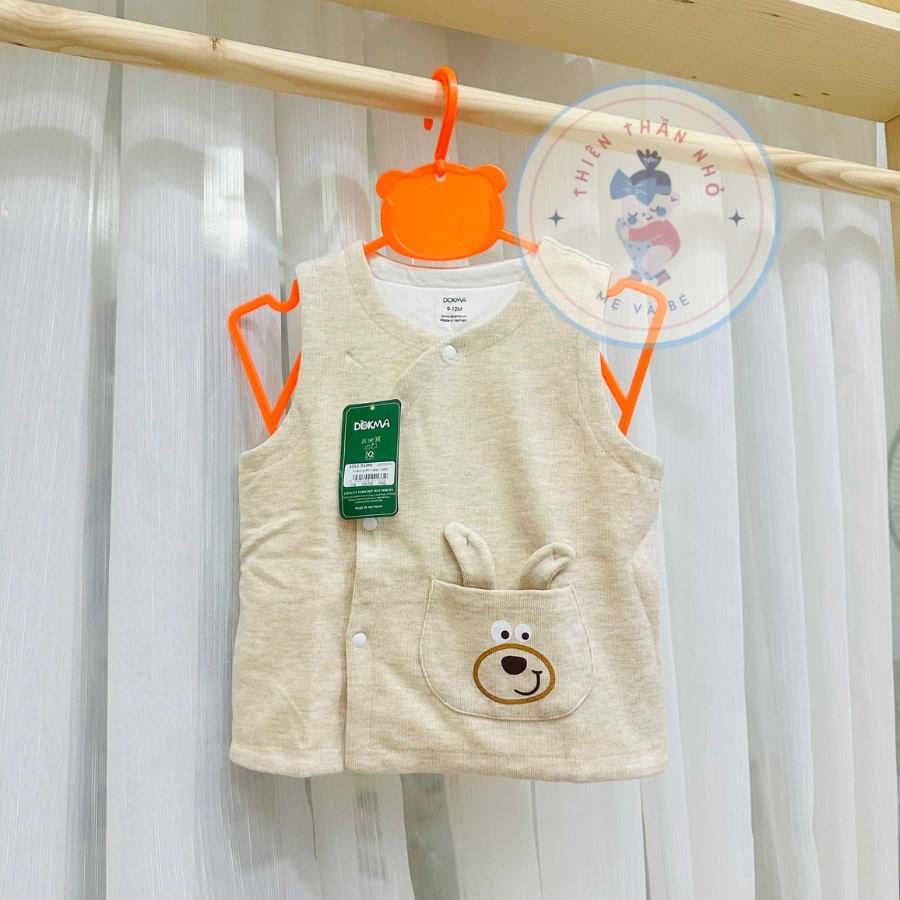 Áo gile Dokma nỉ dày cài chéo cho bé trai bé gái sz 3-18m