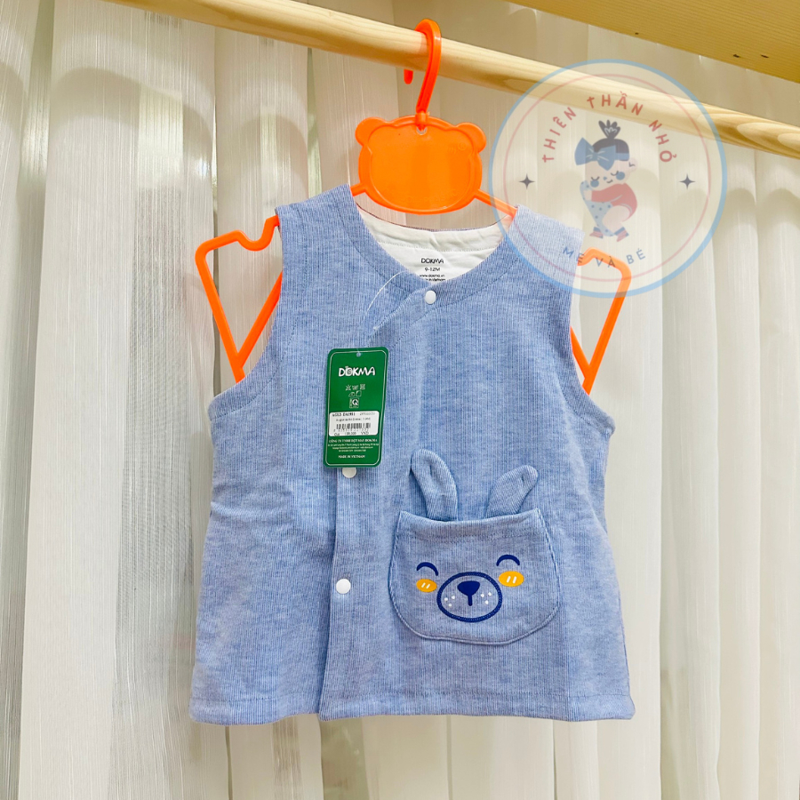 Áo gile Dokma nỉ dày cài chéo cho bé trai bé gái sz 3-18m