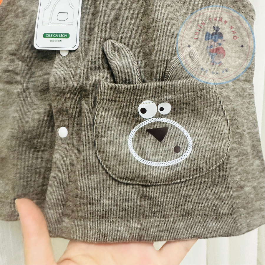 Áo gile Dokma nỉ dày cài chéo cho bé trai bé gái sz 3-18m