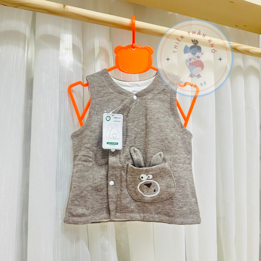 Áo gile Dokma nỉ dày cài chéo cho bé trai bé gái sz 3-18m