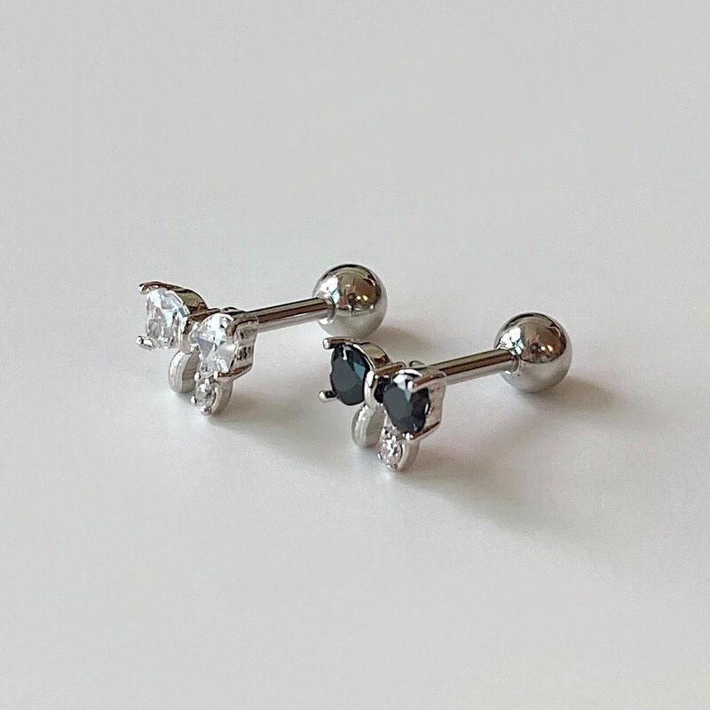 Khuyên tai nơ đá chốt bi vặn bông tai mẫu mơí cao cấp