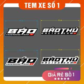 Tem dán xe nón bảo hiểm Báo Thủ Racing Team, Báo Underbone Team 2 dạng 2 màu trắng đen, dán mặt nạ, đầu đen