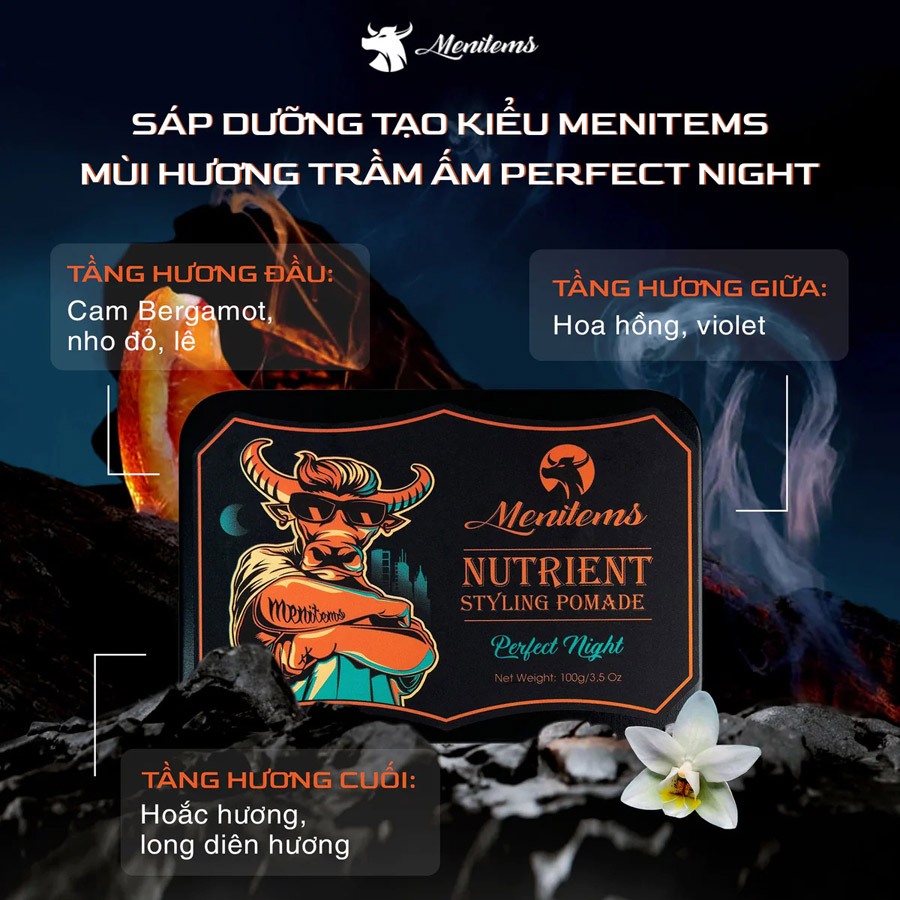 Sáp vuốt tóc Menitems siêu dưỡng Pefect Night - Tropical Wind